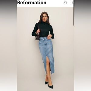 NWOT Reformation Light Blue Denim Pencil Skirt